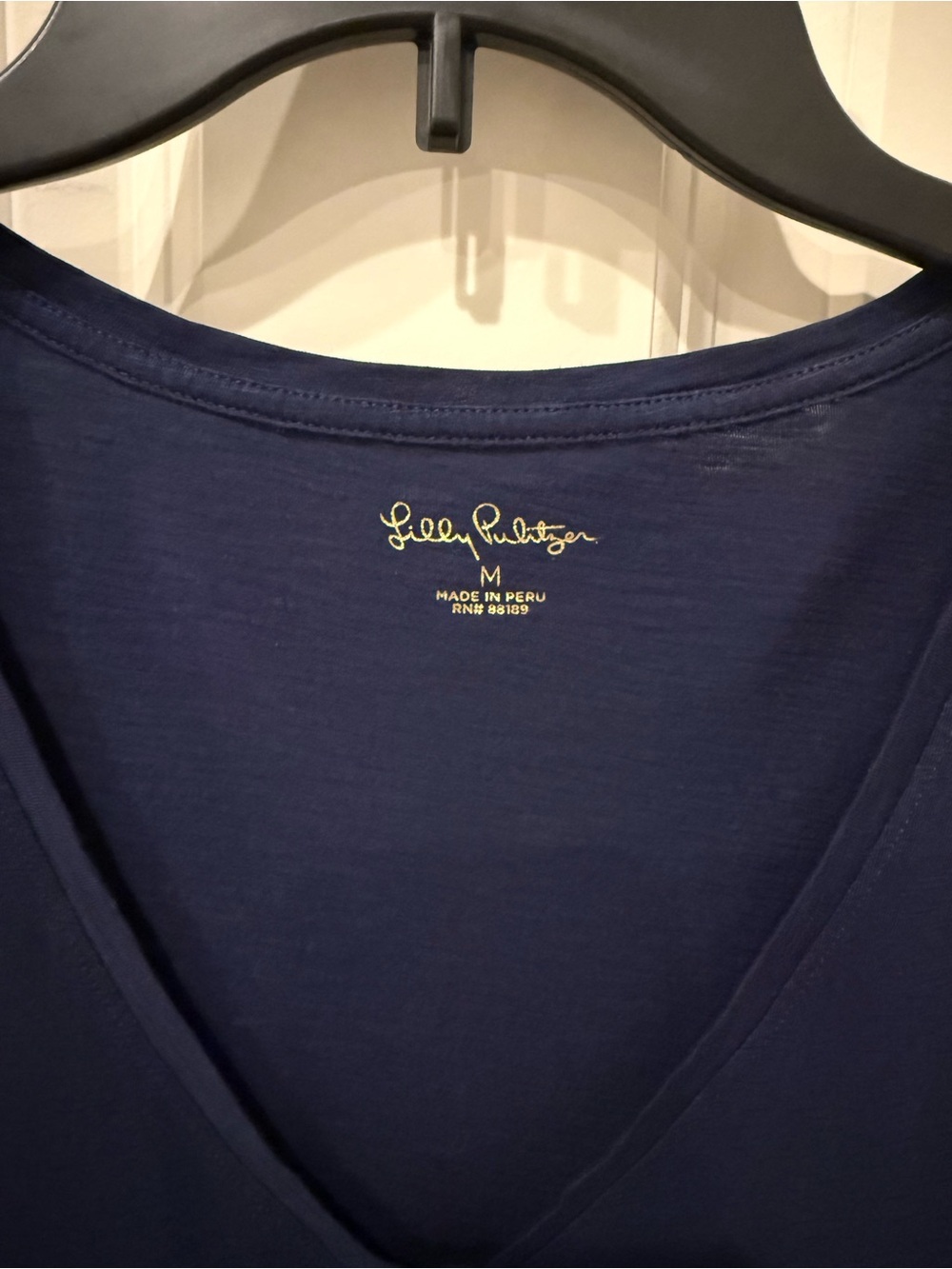 Lilly Pulitzer Navy V-Neck Short Sleeve Tee, medium, like new. - Picture 3 of 5